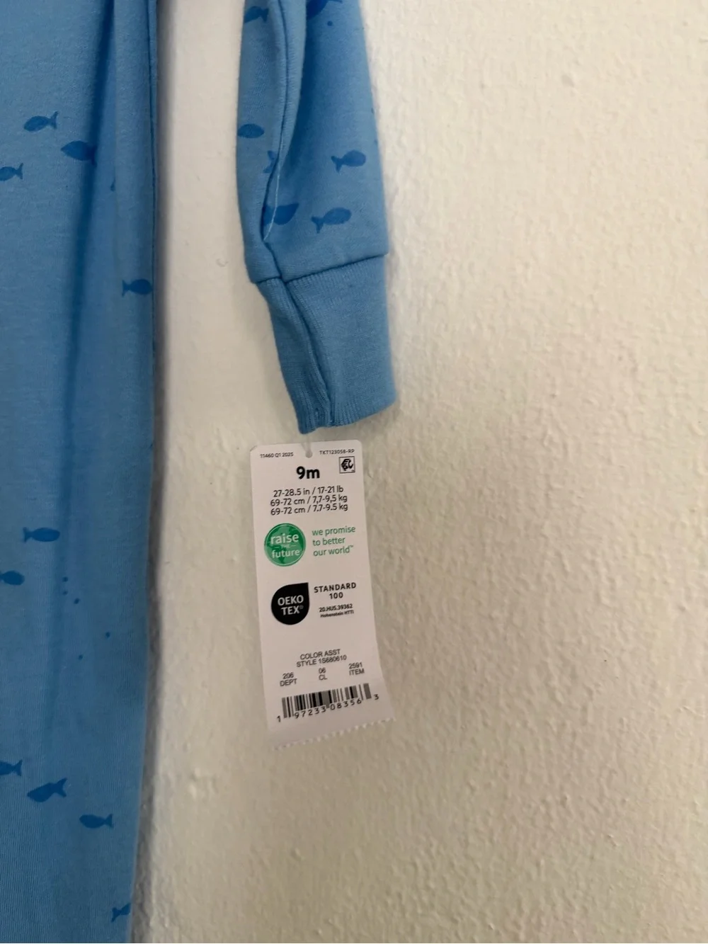Carter's Light Blue Shark Footed One-Piece Pajama